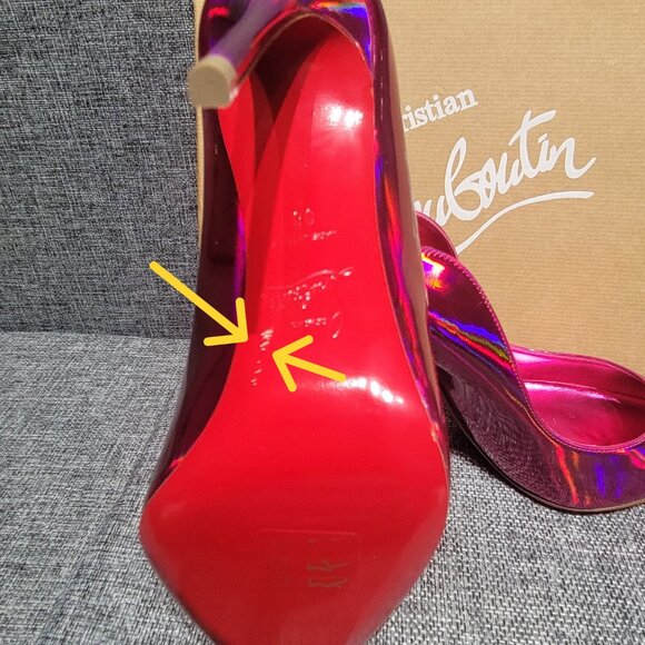 BRAND NEW LOUBOUTIN Metallic Pink Patent Hot Chick 100 Pump IT 38 New &Box &Bag - Picture 7 of 16
